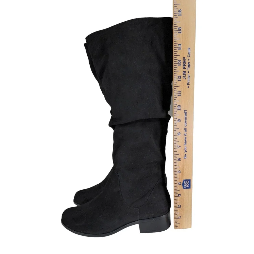 Charles by Charles David Knee High Boot sz 6M Women Guru Slouch Black Faux Suede